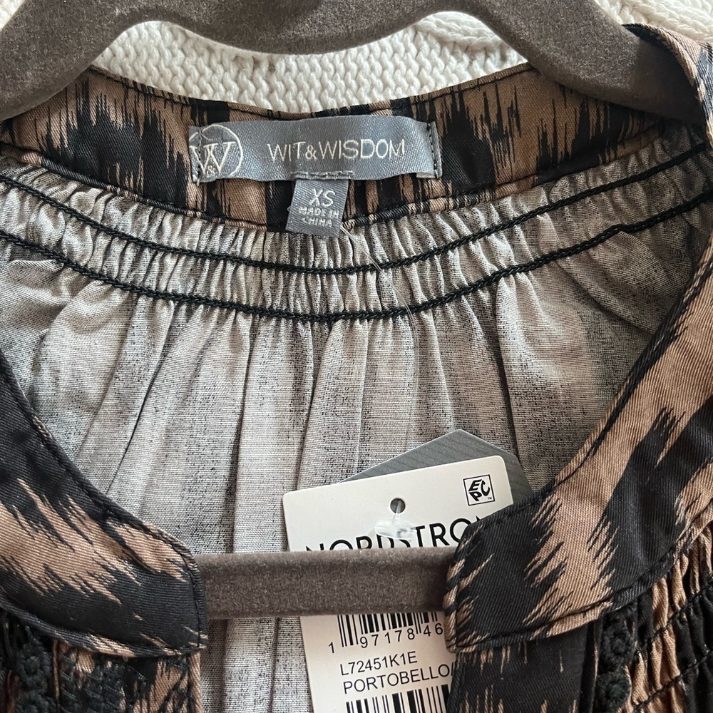 Wit & Wisdom Brown/Black Patterned Women's Top Size XS - Picture 15 of 15